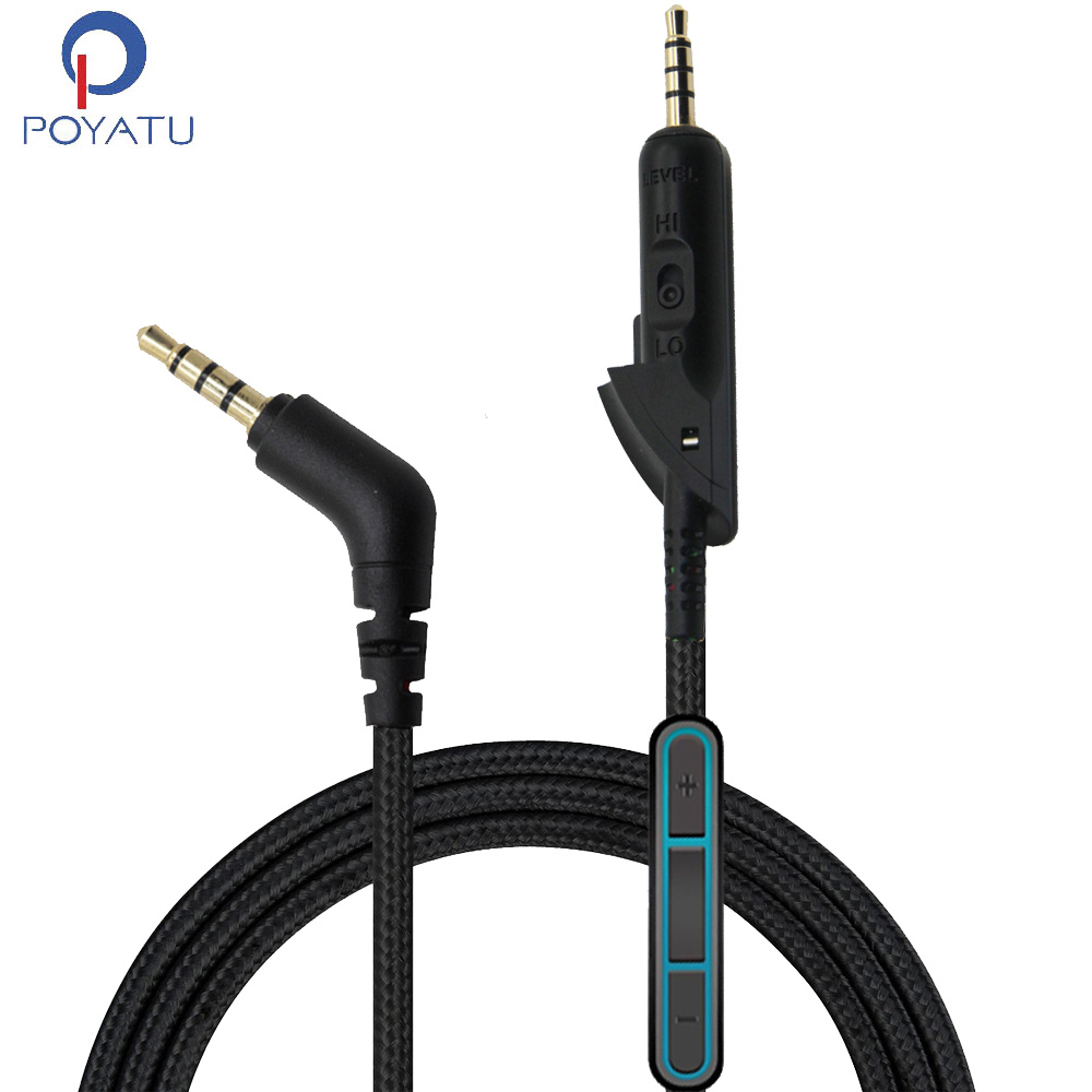 Wired Earphone Mic - Poyatu สายเคเบิลทดแทนสำหรับ Bose QC15 QC2หูฟังสายถักไนลอนพร้อมไมโครโฟนสำหรับ iPhone