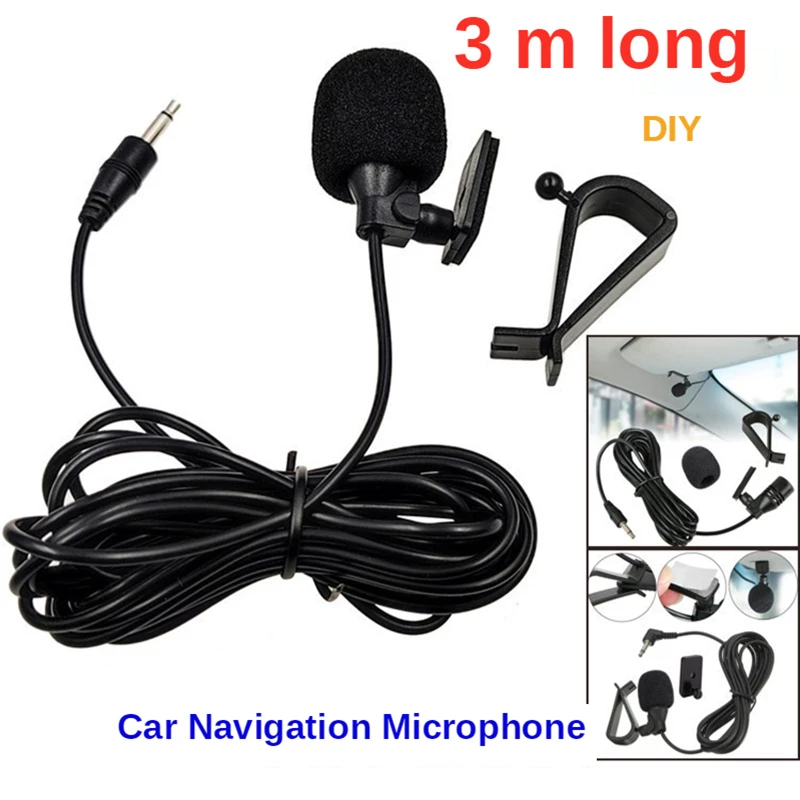 Audiophile Headphone Wired - รถไมโครโฟนเสียงนําทางคลิปแบบมีสายภายนอกสายไมโครโฟนอัตโนมัติวิทยุ 3 เมตรยาวไมโครโฟนสเตอริโอ 3.5 มิลลิเมตรโมโน 2.5