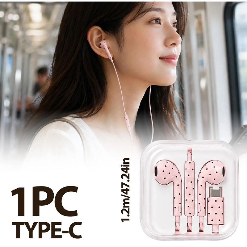 หูฟัง Type C ลายจุดและลายดาว ห - Usb C Earphone บทวิจารณ์และราคา