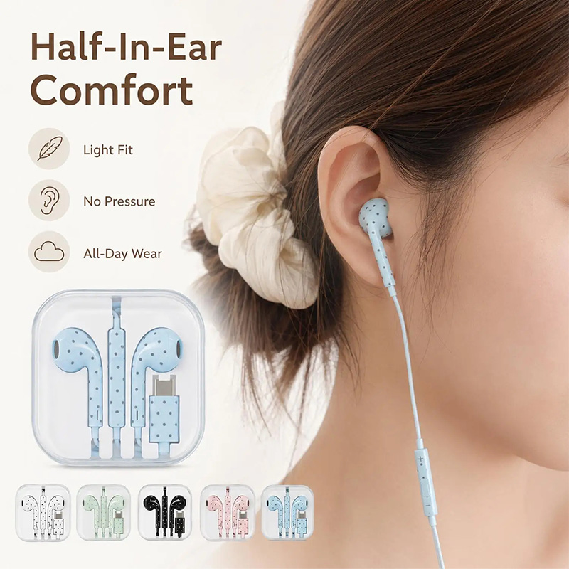 หูฟังแบบมีสายลายจุดน่ารัก รุ่น - Usb C Earphone บทวิจารณ์และราคา